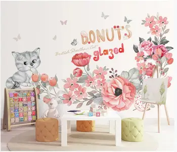 3d tapeet custom foto Cute cartoon joonis cat laste tuba taust home decor 3d tapeet seina murals seinte 3 d
