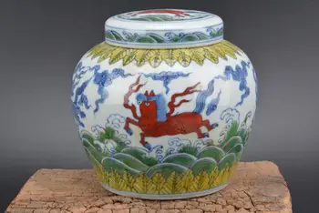 Antiik MingDynasty portselan jar,TIAN ZI GUAN,DOU CAI,Seahorse -, Kodu Kaunistamiseks kogumise & ehted