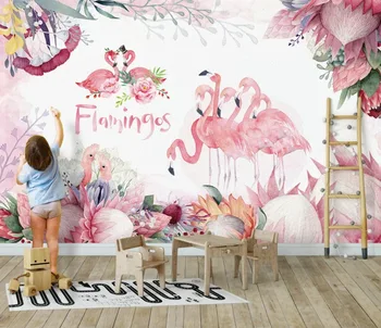 Bacal Custom 3D Seinamaaling Tapeet Troopiline Taim Flamingo pink Foto Seinale Paber Kids Tüdrukute Tuba, Magamistuba Decor Seina Värvimine