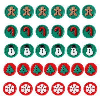 Nupud Jõulud Käsitöö-Õmblemine Vaiguga Nupp Puidust Käsitöö Holidayembellishments Flatback Mix Ringi Dekoratiivsed Korter
