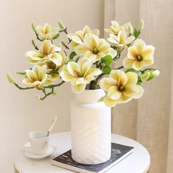 Simuleeritud magnolia 3D tunda Magnolia valge elutuba esik lill kunst kunstlikku lille teenetemärgi kaunistused lill materjalid
