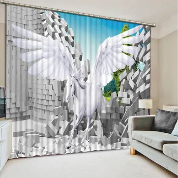 valge hobune kardinad Akna Elektrikatkestus Luksus 3D Kardinate komplekt tuba, elutuba Asukoht Hotel Kodus Seina Dekoratiivsed