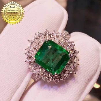 10K Kuld sõrmus Lab Loodud 4ct Smaragd ja Moissanite Teemant Sõrmus riiklik tunnistus Em-0015