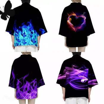 2022 Tulekahju Leek Lahe 3D Printimise Jaapani Kimono Haori Yukata Cosplay Naiste/Meeste Mood Suvel Vabaaja Lühikesed Varrukad Streetwear