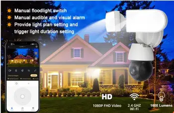 2MP 1080P Tuya APP Tulvaprožektor Hoovis Lamp IP Kaamera Full Värv Intercom Traadita PTZ Street Kaamera Home Security CCTV Monitor