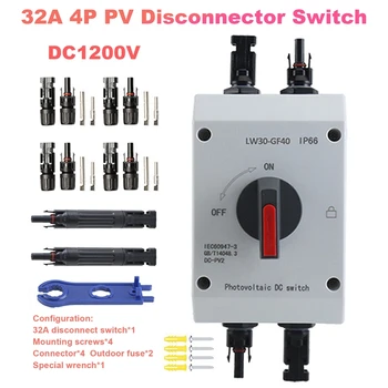32A 4P PV Disconnector Lüliti+Pistik+Kaitse+Mutrivõti DC1200V GF40 Väljas Veekindel IP66 Pöördlülitit, Päikese