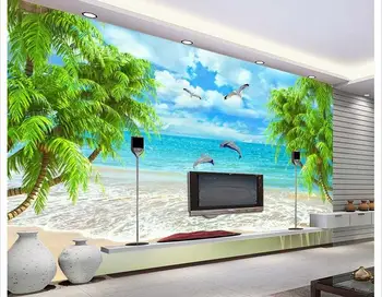 3D-foto tapeet custom 3d tapeet seina murals Suvel armastus mere kookospähkli-TELERI seadistus seina 3d tapeet, elutoas