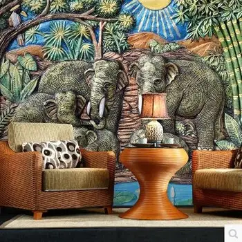 3D-käsitsi maalitud õlimaal retro Ameerika tapeet troopilised taimed, elutuba magamistuba, söögituba Ameerika seinamaaling kohandatud suurus