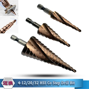 4-12 4-20 4-32 HSS-Co Step Drill Bit Hex Varre Pooleks Lõikur Twist Groove Augu Puurimine Metalli Puur Vahendid