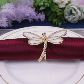 4-Osaline Komplekt Gold Dragonfly Salvrätikuhoidja Salvrätiku Hoidja Kasutada Pulm Õhtusöök Õhtusöögi Laua Kaunistamiseks
