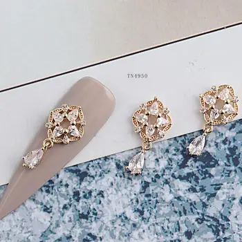 5tk/palju lille ripats Kullast Tsirkoon Pearl Nail art ehted küüned kaunistused crystal Maniküür tsirkoon diamond küünte Võlusid TN4950