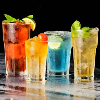 6tk Plast Õlu Tassi Läbipaistev Jook Klaaside Break-Vastupidavad Joomine Korduvkasutatavad Restoran Trummel Mahla Tee Baari Poole