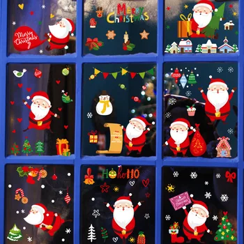 9 Lehed Jõulud Jõuluvana Akna Kleebised Seina Kaunistused Jõulud Ripats Merry Christmas Home Decor Head Uut Aastat