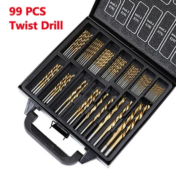 99pcs HSS Twist Puuriterad 1,5 mm-10 mm Titanium Kattega High Speed Drill Bit Set Elektri-Puurida Tööriistad