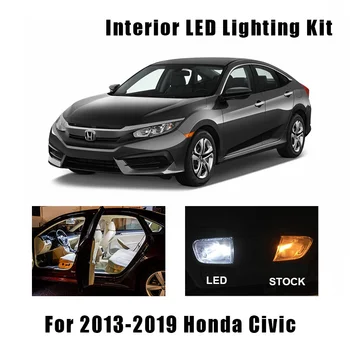 9pcs Valge LED Salongi Kerge Lugemine Pirnid Kit Sobib 2013 2014 2015 2016 2017 2018 2019 Honda Civic Kaart Dome Litsentsi Lamp