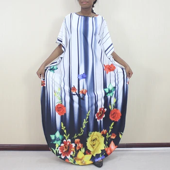 Aafrika Kleidid Naistele Kevad-Sügis Moslemi Kaua, Maxi Kleit, Kõrge, Kvaliteet Mood Batwing Varruka Lilleline Kleit