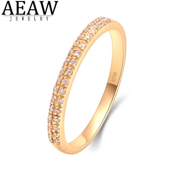 AEAW 0.17 ctw Ringil, Katkesta Loomulik Tõeline Teemant Bänd Naiste Tahke 14K Kollane Kuld Trahvi Rõngad Osa Kingitus