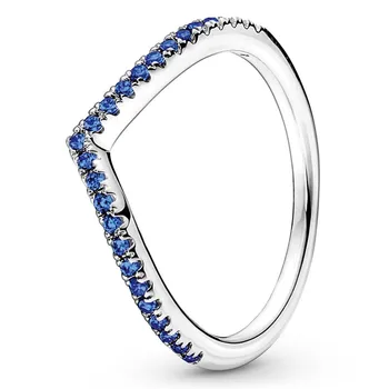 Autentne 925 Sterling Hõbe Ajatu Soovi Sädelev Sinine Ring Crystal Naiste Pulmapidu Europe Fashion Ehted
