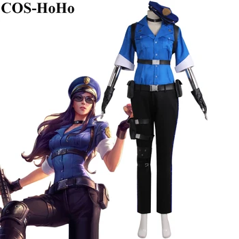 COS-HoHo Anime Mäng LOL Caitlyn, Et Šerif Piltover Lahing Ülikond Policewoman Ühtne Cosplay Kostüüm Halloween Komplekt