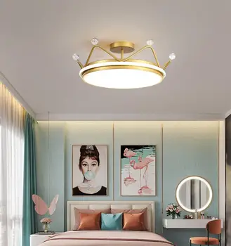 Crown lühter magamistuba lambi lakke lamp lihtne, kaasaegne soe romantiline valgus luksus Põhjamaade Printsess laste tuba lamp