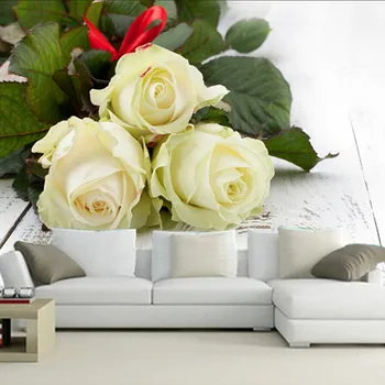 Custom 3D murals,ilus romantiline kolm valged roosid tapeet de papel parede,elutoas diivan, TV magamistuba taustapildina