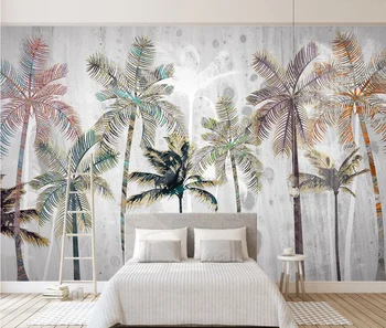 Custom 3D tapeet seinamaaling kerge luksus Põhjamaade troopiliste taimede käsitsi maalitud kookospähkli puud, maastik, magamistuba taust seina
