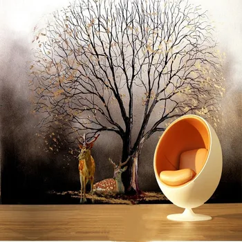 Custom Foto Tapeet Marmor Tekstuuri 3D Kuldne Suure Puu Suurendus Hirv Õli Maali Tausta Seina Kleebised Murales De Viilutatud 3D
