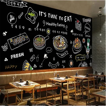 Custom Käsi - Must käsi-värvitud korea köök korea restoran taustal Tööstus-Decor Seinamaaling Tapeet