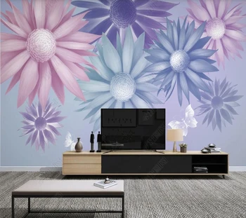 De Papel parede Lihtne käsitsi maalitud taim, lill, liblikas 3d tapeet seinamaaling, TV seina, magamistoas tapeet, kodu kaunistamine