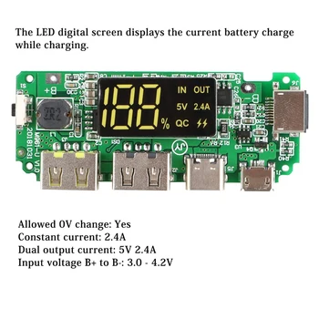 Dual USB 5V 2.4 A 18650 Laadija Juhatuse Ülemäärane lühise Kaitse