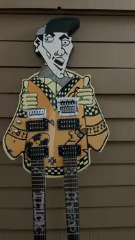 High-end kohandatud twin electric guitar, tagurpidi mees disain, kroomitud metallist tükid, tasuta shipping