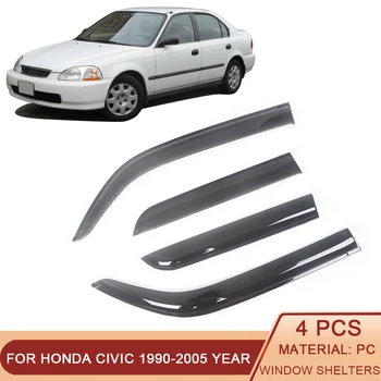 Honda Civic 1990-2005 Auto Küljeakna Tuul Sadevee Ärajuhtimise Kanalid Visiirid Must Vihm Valvur Ukse Visiir Vent Tooni Tume Suits Ventvisor