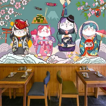 Jaapani Kultuuri Taustapildid Tööstus-Decor Cherry Blossom Õnnelik Kass Sushi Gourmet Restoran Taust Seina Paber Seinamaaling