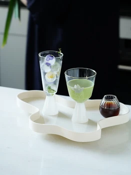 Jaapani Stiilis Kõrge Jalaga Klaasi Valge Decal Kõrge Temperatuuri Taluva Punane Vein Tassi Joogi Tassi Läbipaistev Vesi Cup