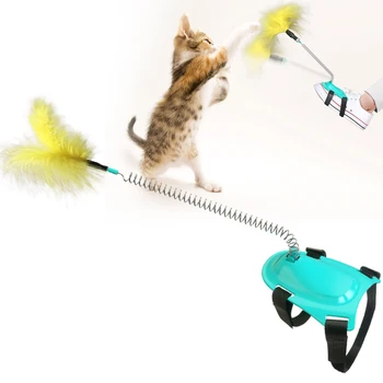 Jalad Kontrolli Feather Cat Toy Vabad Käed,Interaktiivne Kass Teaser Mänguasjad, Sise-Kass Võlukepp jaoks Kassipoeg Mänguasi Tarvikud Tarvikud