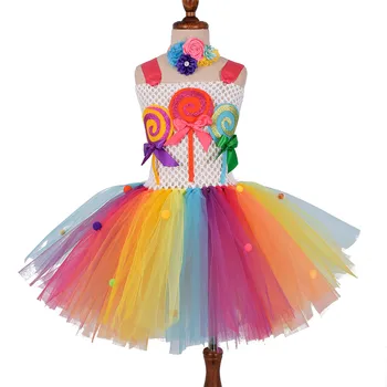 Jõulud Uus Cartoon Candy Käsitöö Laste Tutu Kleit Lollipop Vikerkaar Tüdruk Printsess Kleidid, Cosplay Kostüümid