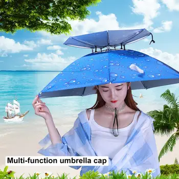 Katuse Müts Peas Paigaldatud Hea Ventilatsiooni Käed Vaba Double-Layer Veekindel Kokkuklapitavad Anti-UV Kalapüügi Vihmavari Kork Väljas