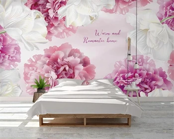 Kohandatud taustpildi murals roosa lilla seinamaaling kaasaegne minimalistlik kalle lill, TV taust seina kodu kaunistamiseks 3d tapeet