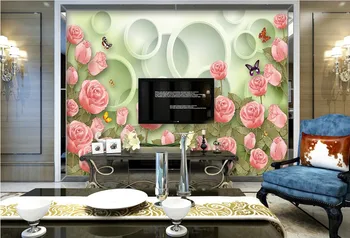 Käsitsi maalitud lilled roosid liblikas 3D Unistus tapeet,elutoas diivan, tv seina, magamistoas 3d-seina seinamaaling tapeet de papel parede