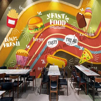 Praetud Kana Burger Tapeet Värvilisi Seinamaalinguid Tööstus-Decor kiirtoidu Restoran, Snack Bar KTV Taust Seina Papel Tapiz