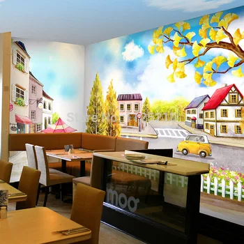 PVC seinamaaling käsitsi maalitud akvarell nurgas aed seina paber Kohvi hall lounge restoran magustoit Kohandatud Suurus