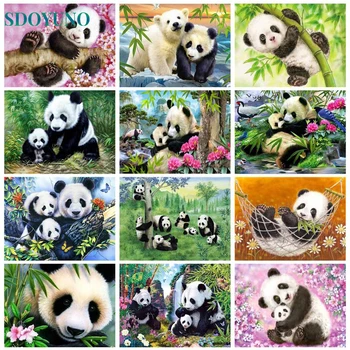 SDOYUNO Värvimine Poolt Numbrid DIY Loomade Panda Armas Realistlik Dekoratiivset Maali Värvid Raami Lõuend Taskukohaste Kingitusi