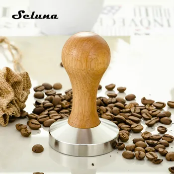 Seluna Roostevabast Terasest Korter Tamme Puidust Käepide Kohvi Tamper 51mm 58mm Espresso Barista Coffee Maker Kasutusjuhendis Veski Kõrge Kvaliteediga