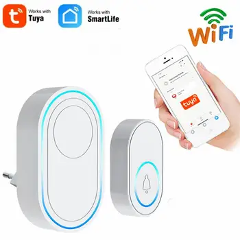 Tuya WiFi Smart Wireless Doorbell Smart Home 58 Heliga Uksekell Detektorid Turvalisus Alarm Kaudu Smart Elu Kaugjuhtimispuldi Pesa