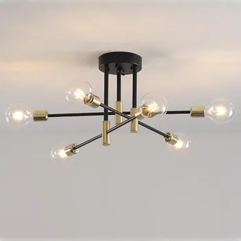 Tänapäeva Põhjamaade E27 Must LED Ülemmäära Lühter Edison Pirnid Sise-Kerge Kinnitusrakiseid Magamistuba, elutuba Lamp
