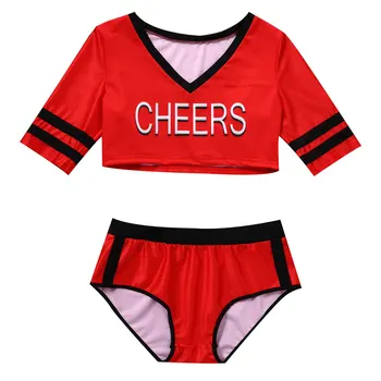 USA/UK Naiste Jaapani Koolitüdruk Cosplay Tüdruk Ühtne Seksikas Naistepesu Cheerleader Avatud Naba Kostüüm Komplekt Halloween Kostüüm